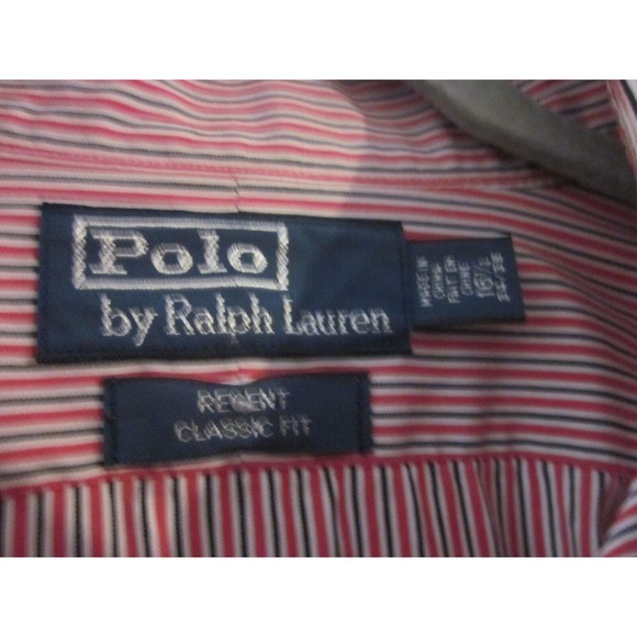 Polo Ralph Lauren Regent Men's Shirt Size 16.5 34/35 Blue Red White Striped - Picture 2 of 3